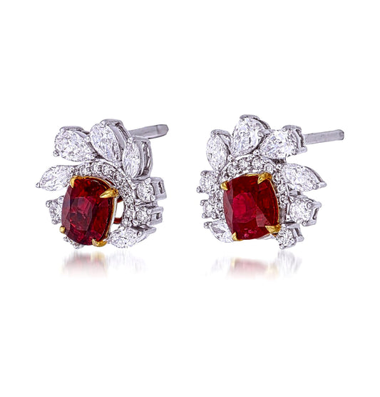 Fan Pigeon Blood Ruby Earrings