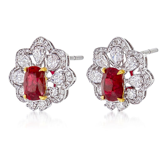 ต่างหูทับทิมสีแดง