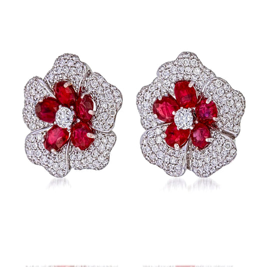 Pave Ruby Gemstone Earrings