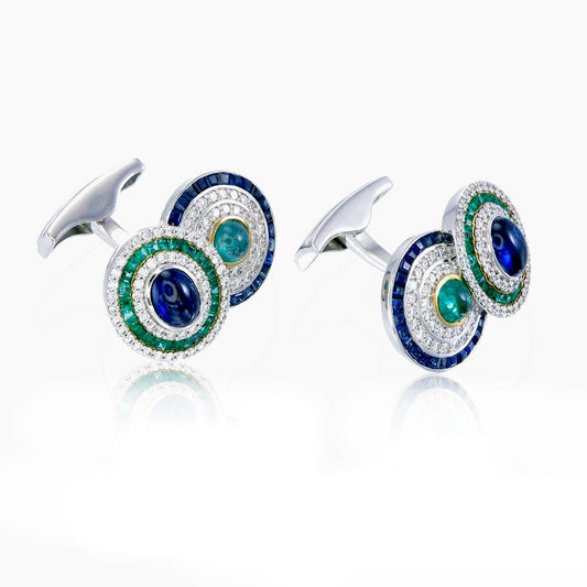 Pair of Emerald and Sapphire Cufflinks