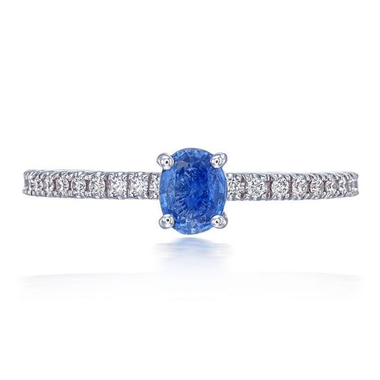 Earthy Diamond and Kashmir Blue Sapphire Ring