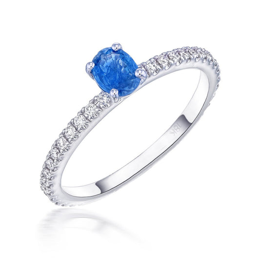 Earthy Diamond and Kashmir Blue Sapphire Ring