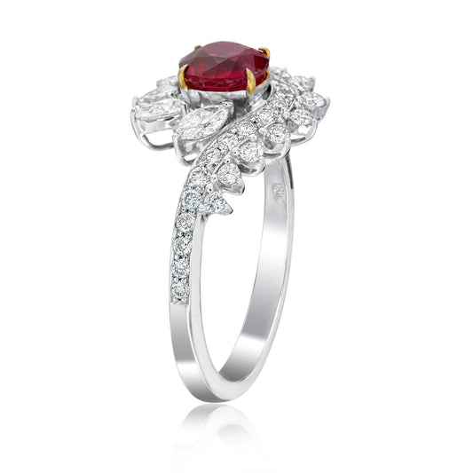 Spiral Burmese Pigeon Blood Ruby And Diamond Ring