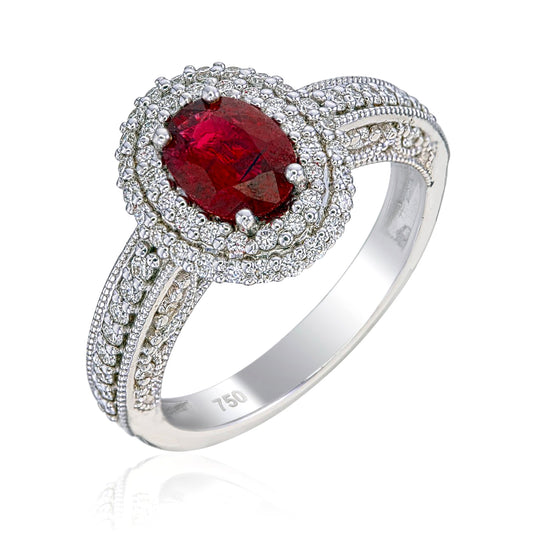 Burmese No Heat Pigeon Blood Ruby And Diamond Ring
