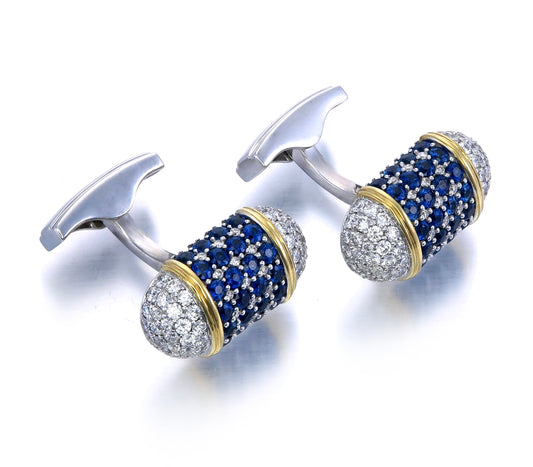 Blue Sapphire and Diamond Cufflinks