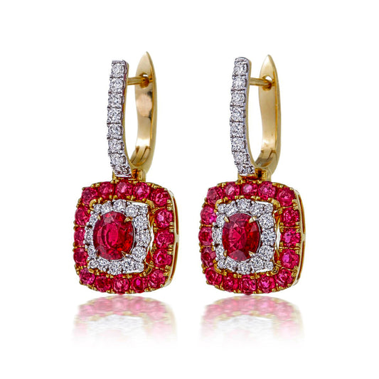 Vintage Style Ruby And Dimond Earrings
