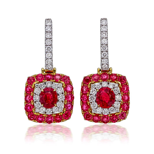 Vintage Style Ruby And Dimond Earrings