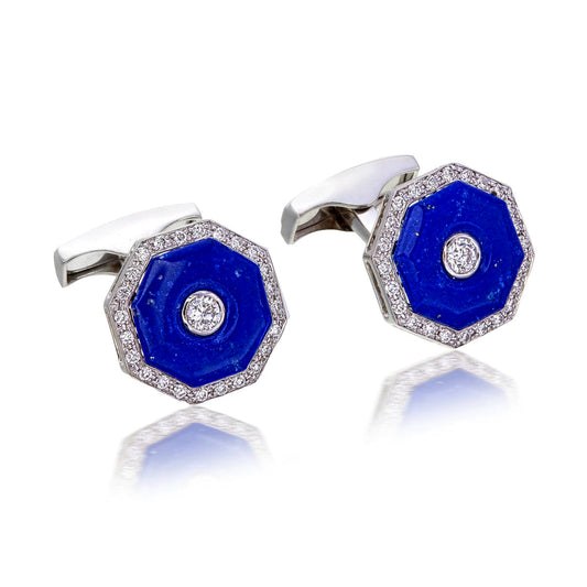 Pair of Blue Enamel Diamond Cufflinks