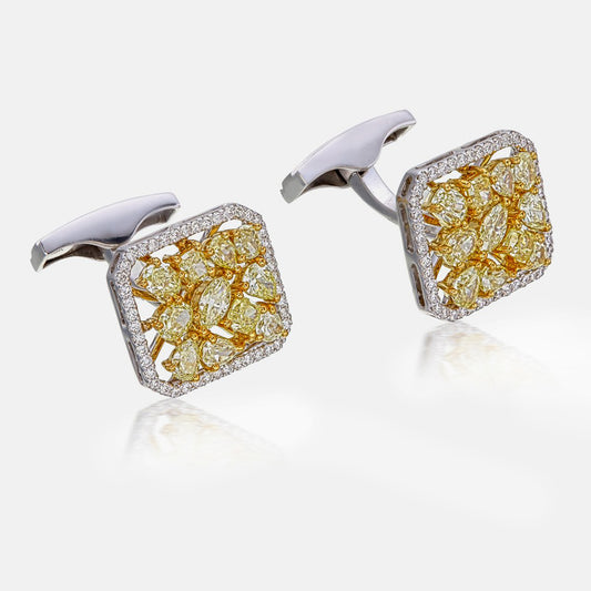A Pair of Yellow Diamond Cufflinks