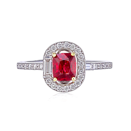 Timeless Art-Decor Pigeon Blood Ruby and Diamond Ring