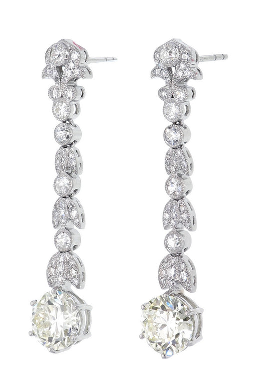 5.08 Carat Old Cut Diamond Dangling Earrings
