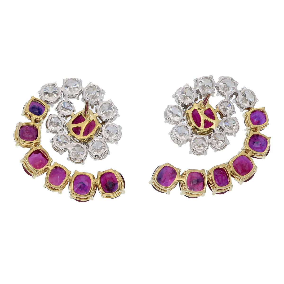GRS Certified 8.00 Carat Burma No Heat Ruby and Diamond Stud Earrings