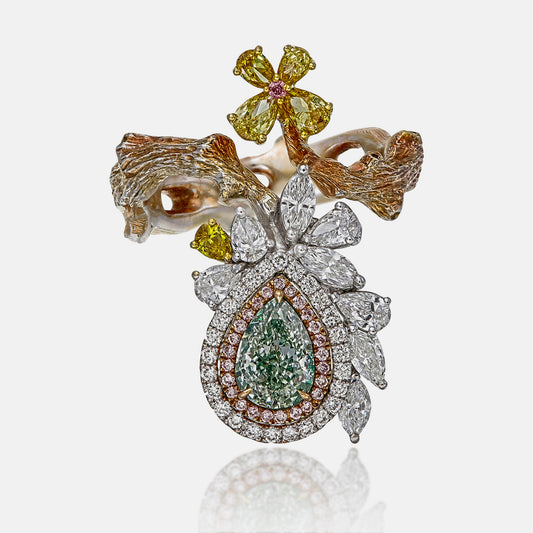 GIA Certified 1.01 Carat Fancy Light Yellowish Green Ring