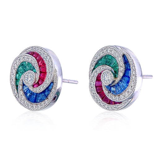 Spiral Studs White Gold