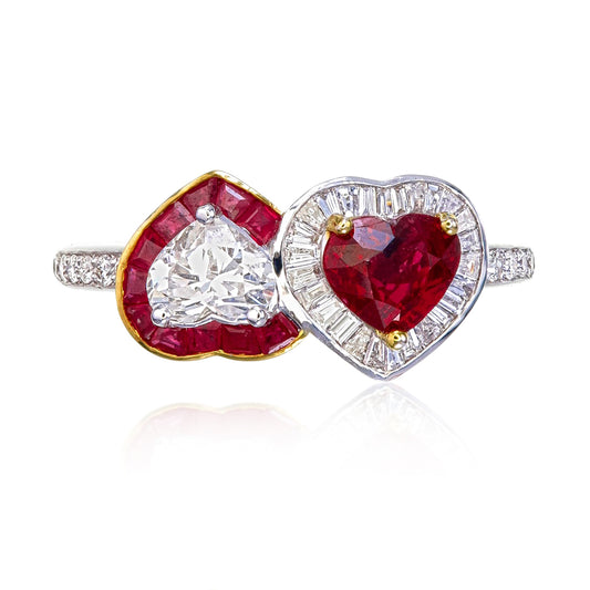 Heart Ruby Diamond Ring