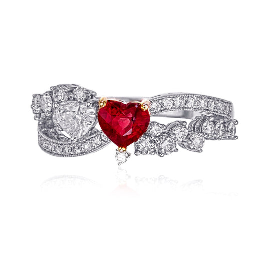 Ruby Diamond Heart Ring