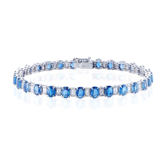 Blue Sapphire and Diamond Tennis Bracelet