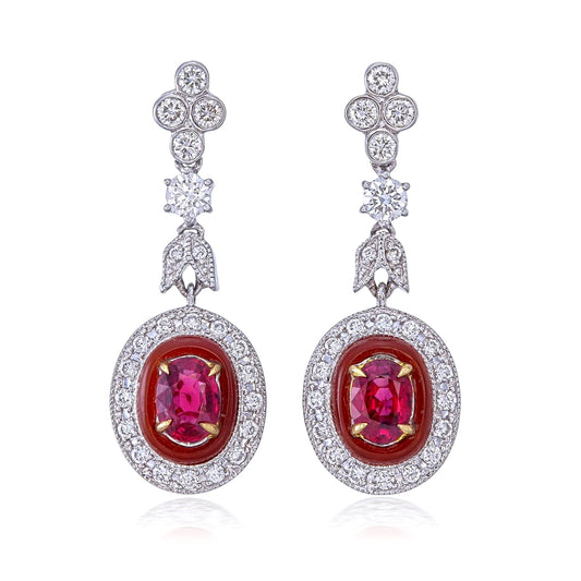 Red Onyx and Ruby Earrings