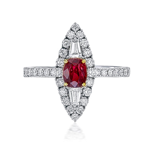 Marquise Diamond and Ruby Ring