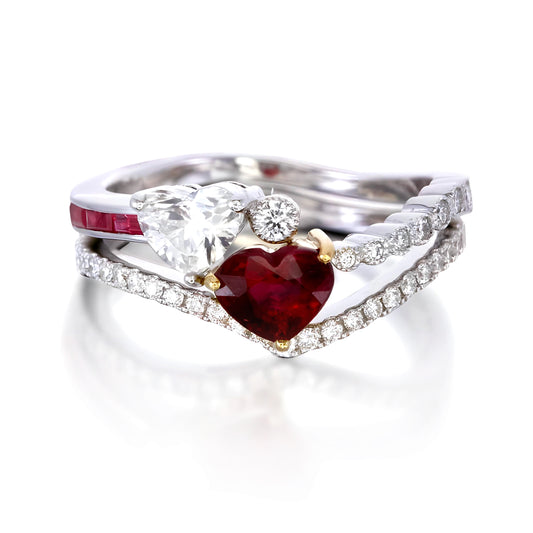 GIA Certified 0.89 Carat Pigeon Blood Burmese No Heat Ruby and Diamond Ring