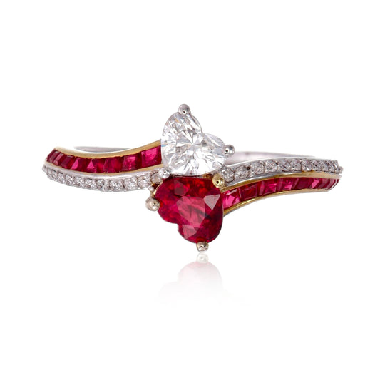 GIA Certified 0.53 Carat Burmese No Heat Ruby and Diamond Ring