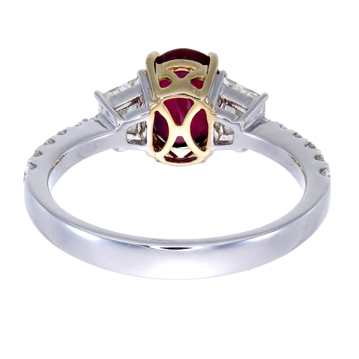 GRS Certified 1.58 Carat Burma No Heat Pigeon Blood Ruby Diamond Ring in 18K