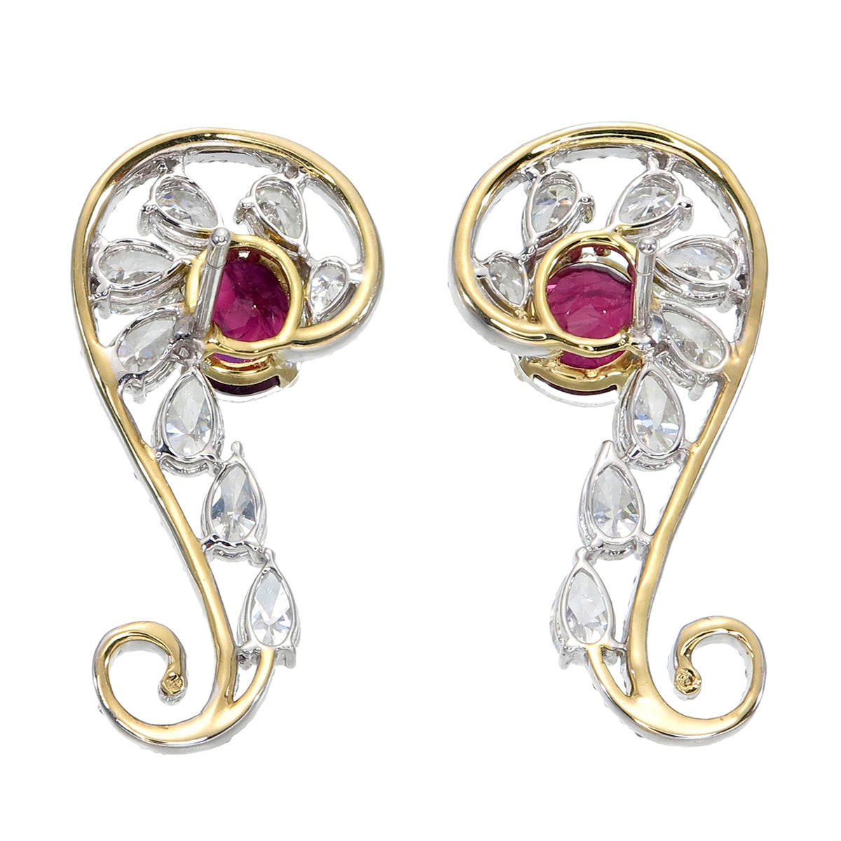GIA Certified 2.58 Carat Pigeon Blood Burma No Heat Ruby Diamond Stud Earrings