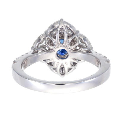 SSEF Certified 1.01 Carat Kashmir Blue Sapphire No Heat Diamond Ring in 18K Gold