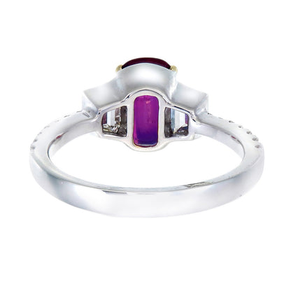 GRS Certified 1.58 Carat Burmese Ruby Diamond No Heat Pigeon Blood Ring in Gold