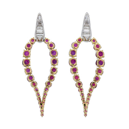 6.45 Carat Burma No Heat Ruby Diamond Chandelier Earrings