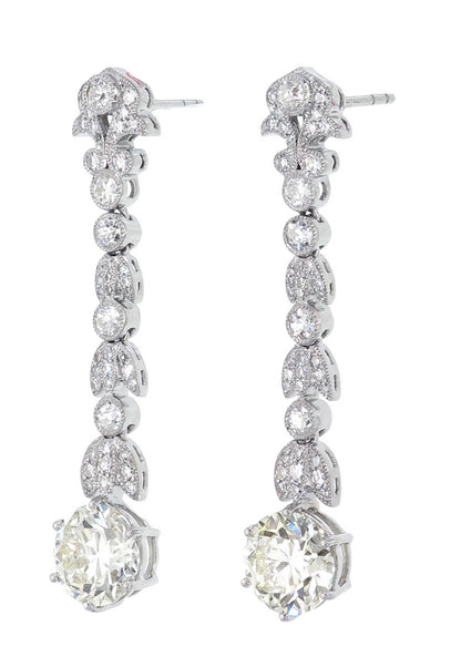 5.08 Carat Old Cut Diamond Dangling Earrings