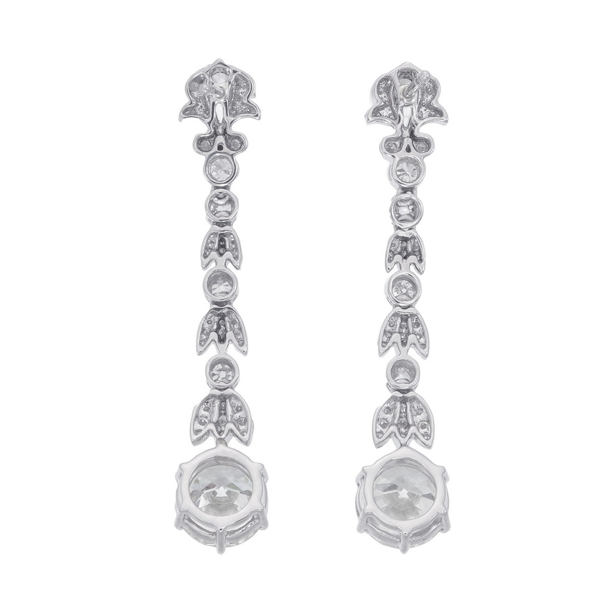 5.08 Carat Old Cut Diamond Dangling Earrings