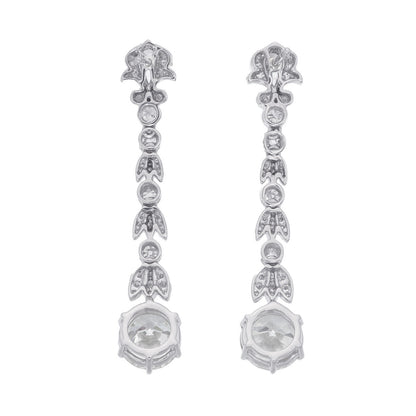 5.08 Carat Old Cut Diamond Dangling Earrings