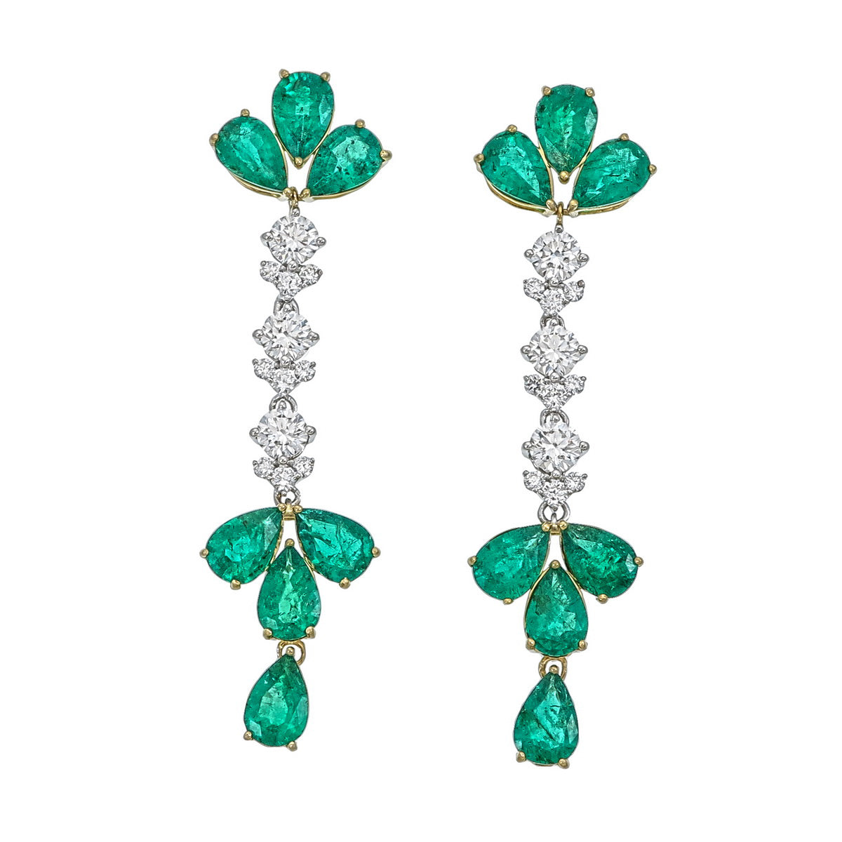 4.17 Carat Colombian Emerald Diamond Dangling Earring