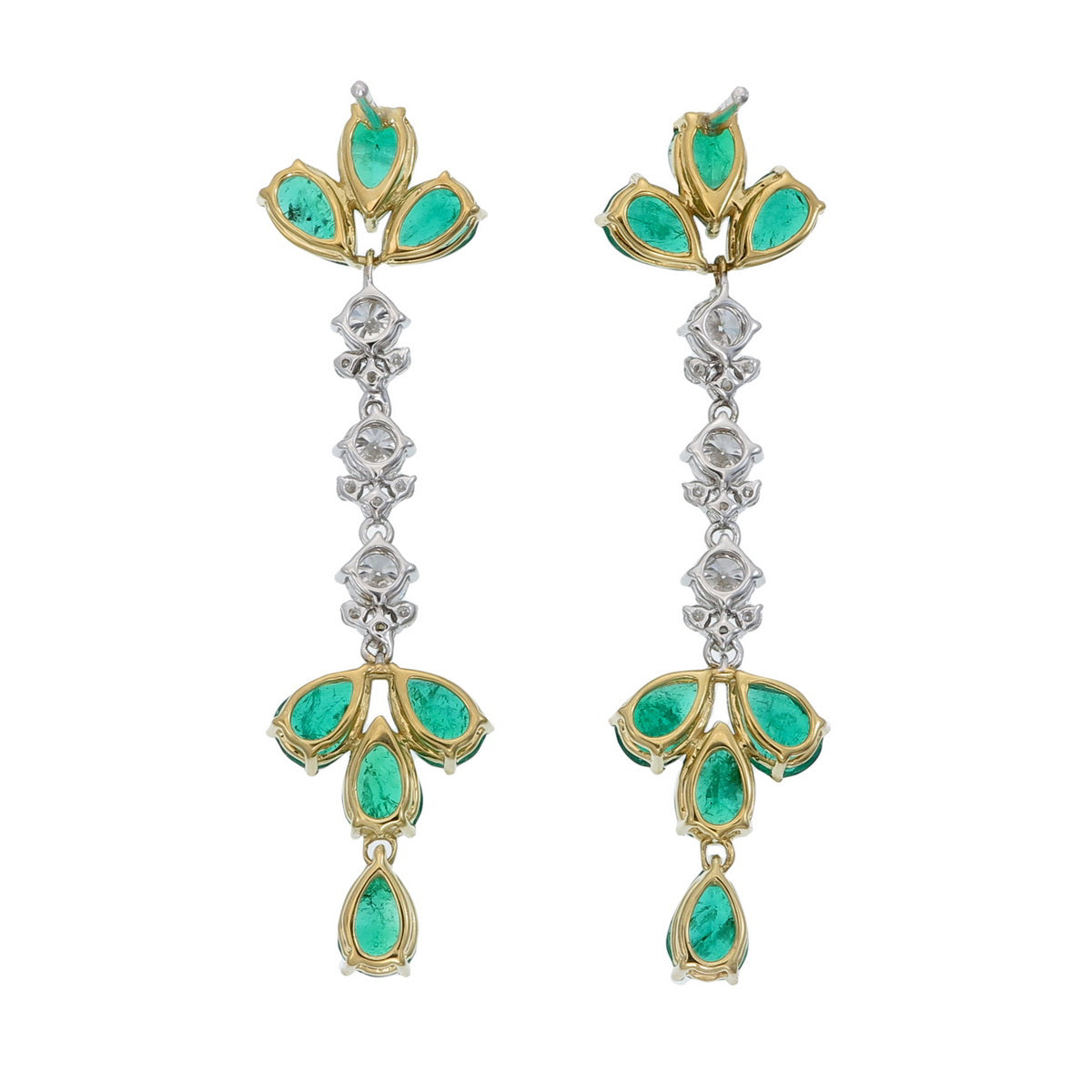 4.17 Carat Colombian Emerald Diamond Dangling Earring