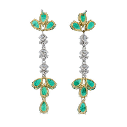 4.17 Carat Colombian Emerald Diamond Dangling Earring