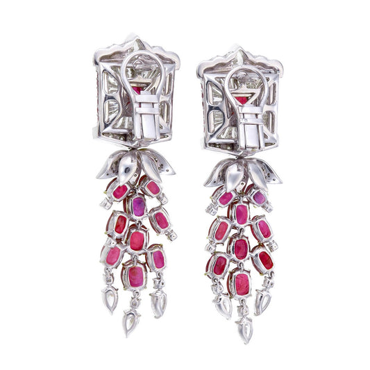 Gubelin Certified 11.85 Carat Burma Ruby And Diamond Earrings In 18 Karat Gold