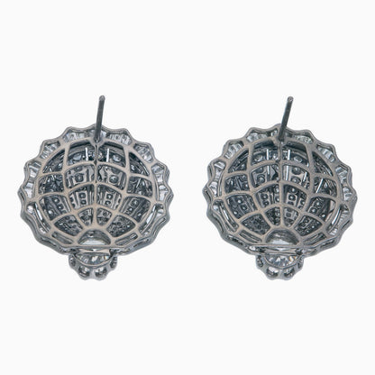 5.10 Carat Old Cut Diamond Shell Stud Earrings