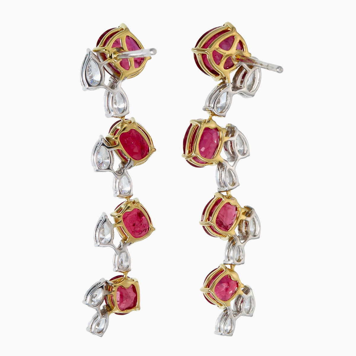 GRS Certified 5.80 Carat Burma No Heat Ruby and Diamond Dangling Earrings