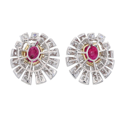 GRS Certified 2.21 Carat Burma Pigeon Blood No Heat Ruby Diamond Stud Earrings