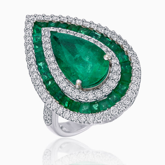 3.62 Carat Emerald and Diamond Cocktail Ring in 18 Karat Gold