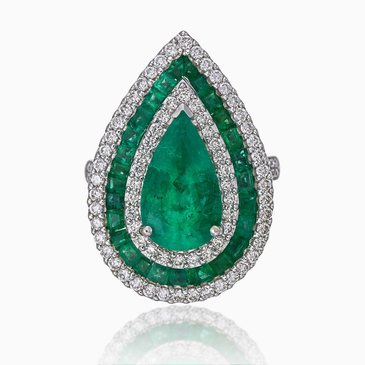 3.62 Carat Emerald and Diamond Cocktail Ring in 18 Karat Gold
