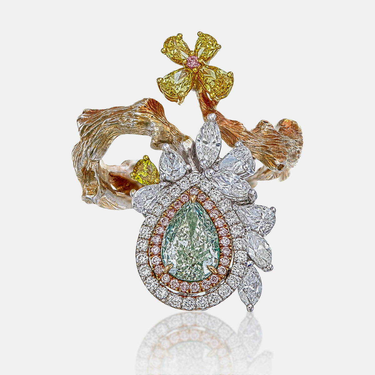 GIA Certified 1.01 Carat Fancy Light Yellowish Green Ring