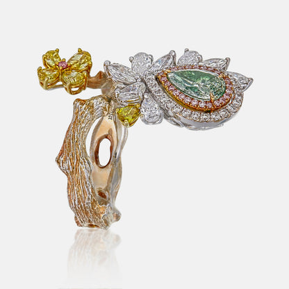 GIA Certified 1.01 Carat Fancy Light Yellowish Green Ring