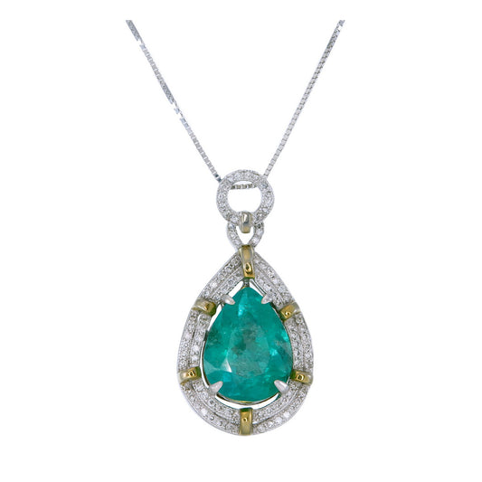 4.56 Carat Colombian Emerald and Diamond Pendant in 18 Karat Gold