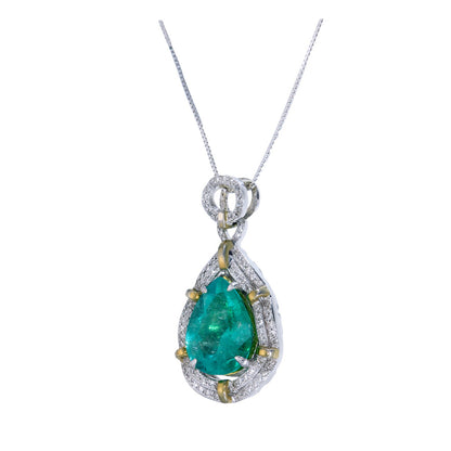 4.56 Carat Colombian Emerald and Diamond Pendant in 18 Karat Gold