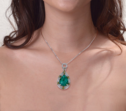 4.56 Carat Colombian Emerald and Diamond Pendant in 18 Karat Gold