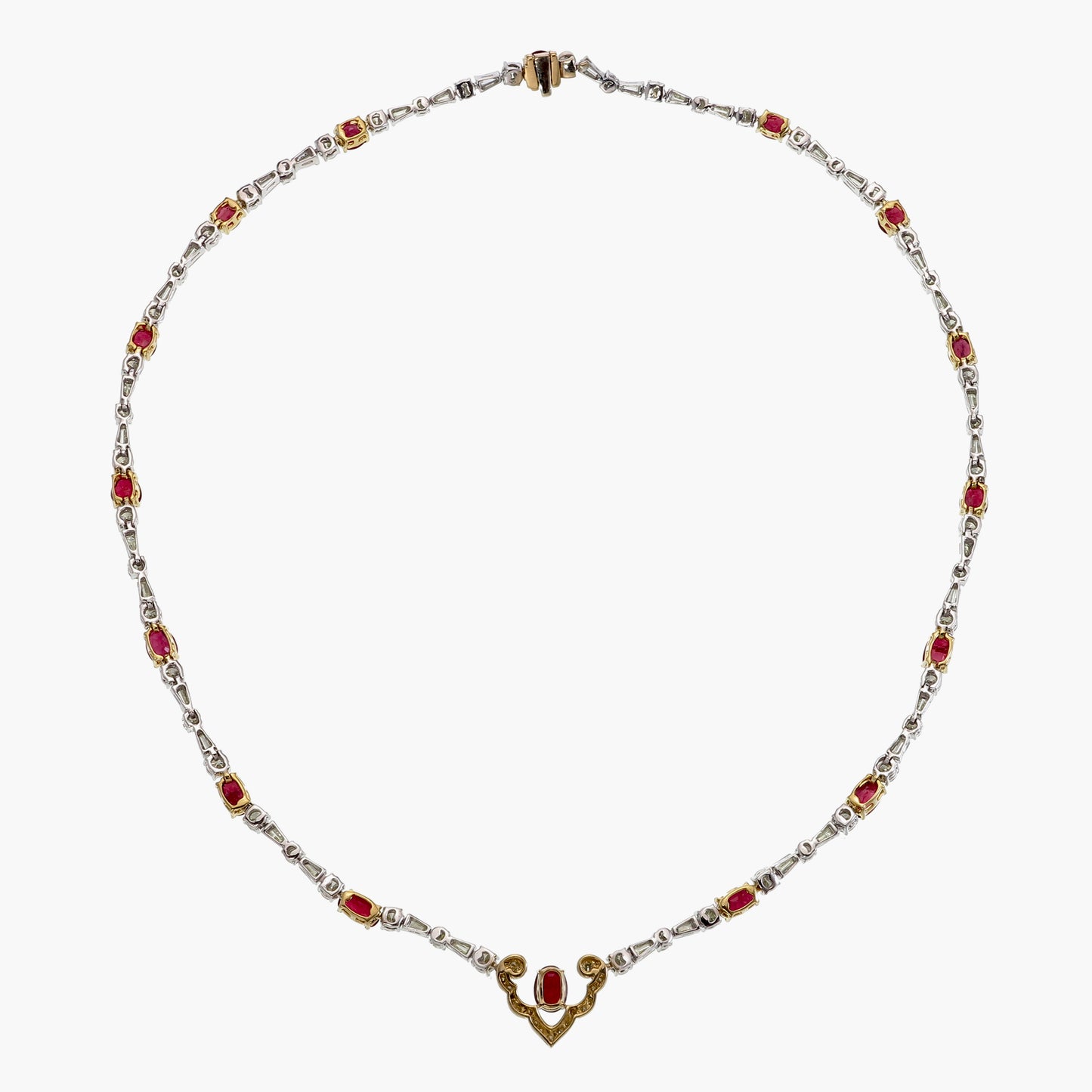 GRS Certified 8.31 Carat Burma Pigeon Blood Ruby And Diamond Necklace In 18K White Gold