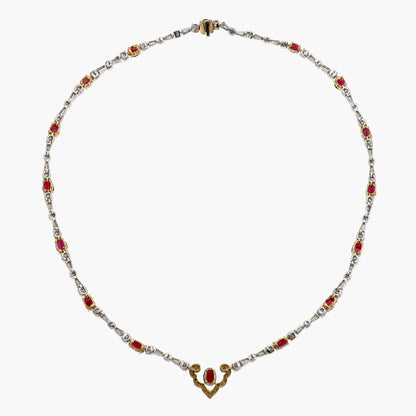 GRS Certified 8.31 Carat Burma Pigeon Blood Ruby And Diamond Necklace In 18K White Gold