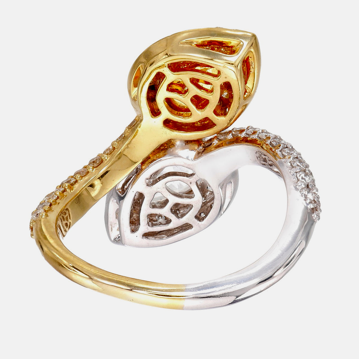 GIA Certified 0.61 Carat Fancy Yellow Diamond And Diamond Ring In 18K W Gold